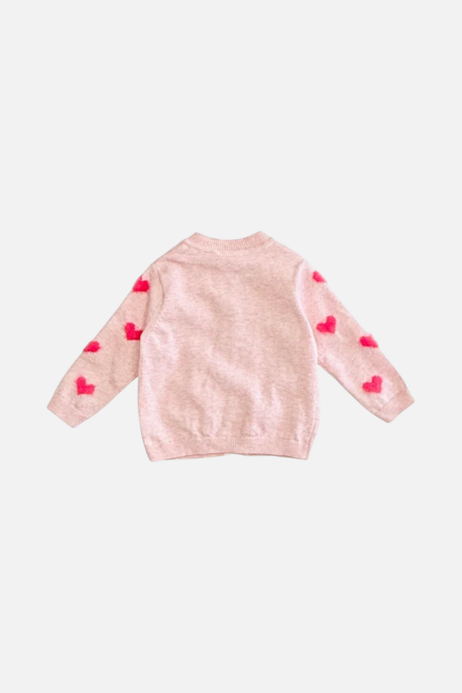 Viverano Fuzzy Hearts 3D Jacquard Knit Baby Cardigan – back view