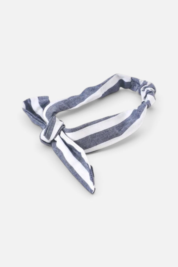 Viverano Jolie Bebe Woven Bow Baby Headband in Blue Stripe