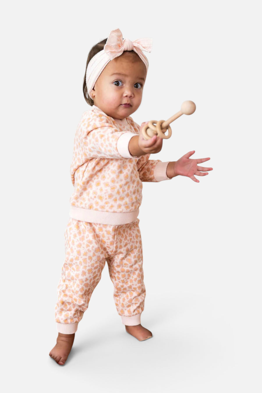 Viverano Leopard Baby Sweatshirt & Jogger Set – back view
