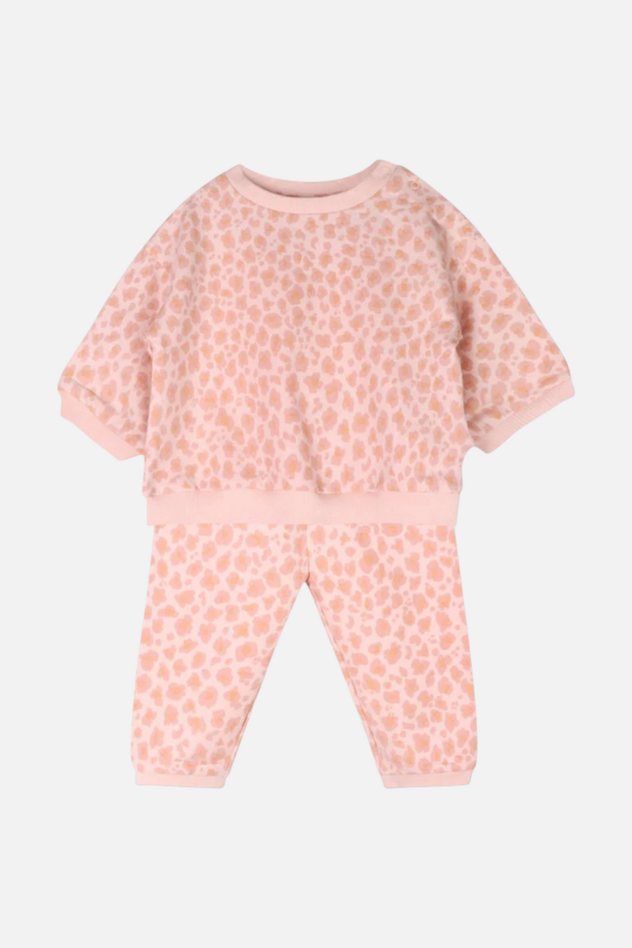 Viverano Leopard Baby Sweatshirt & Jogger Set – front view