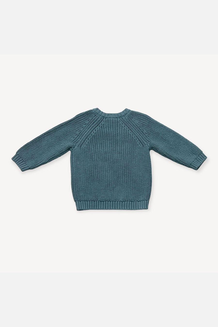 Viverano Lion Applique Baby Pullover Sweater Knit in Teal Blue – side view
