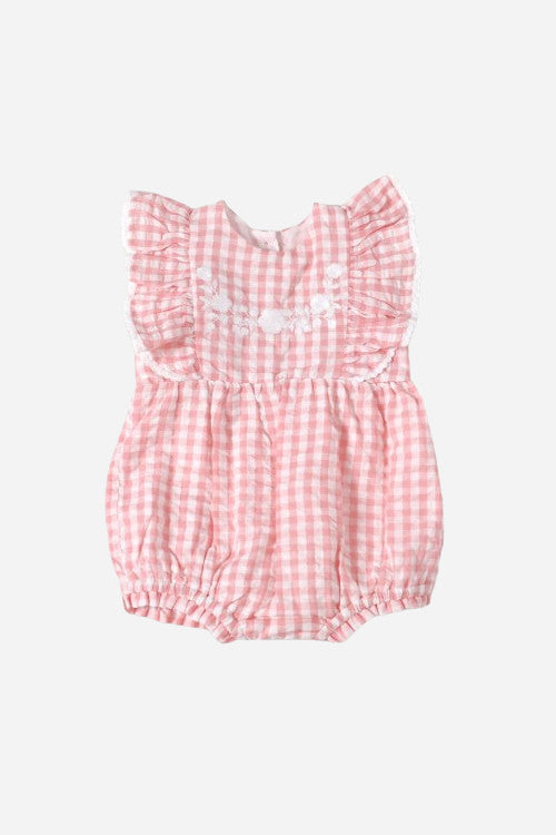 Viverano Nina Seersucker Gingham Baby Bubble – front view