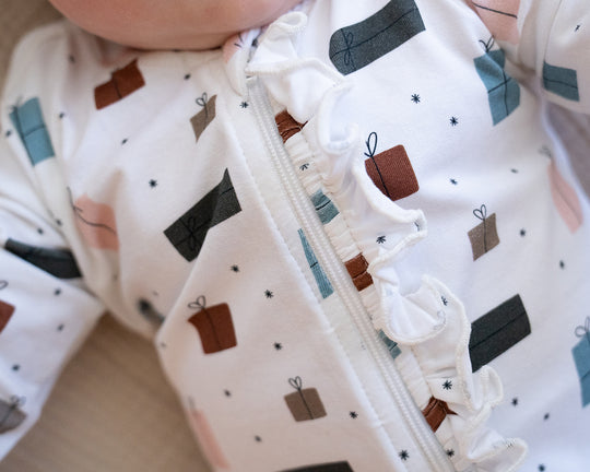 Viverano Presents Zipper Footie Baby Romper – detail