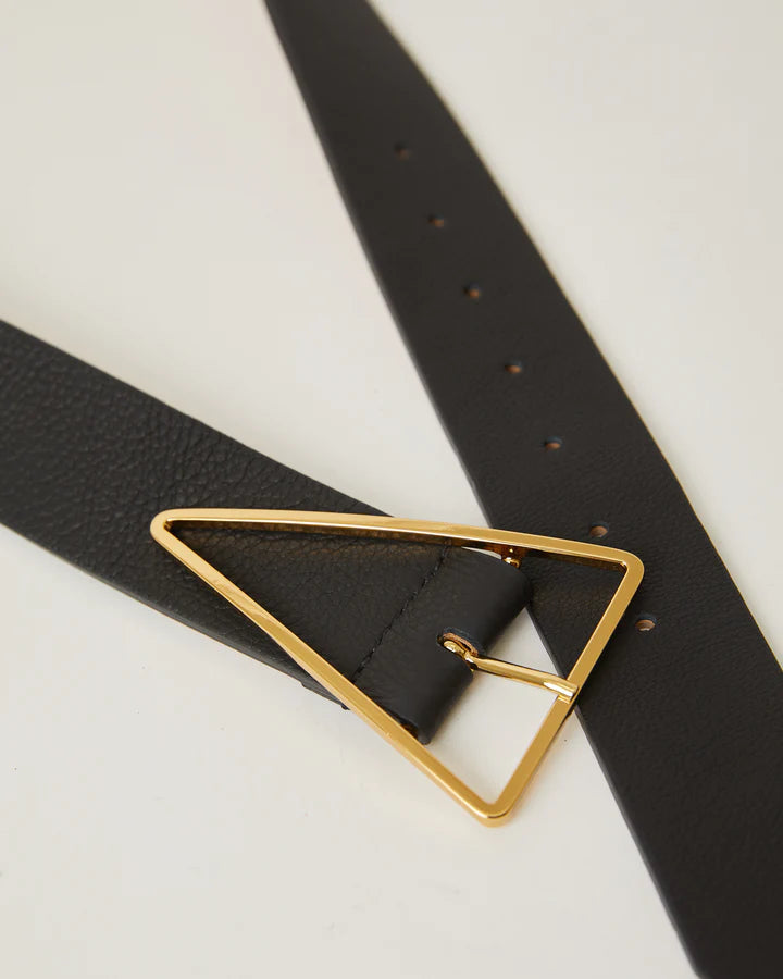 Vivie Leather Belt in Black Gold – back view
