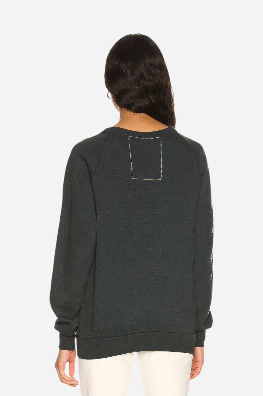 Aviator Nation Heart Stitch Crew Sweatshirt in Charcoal