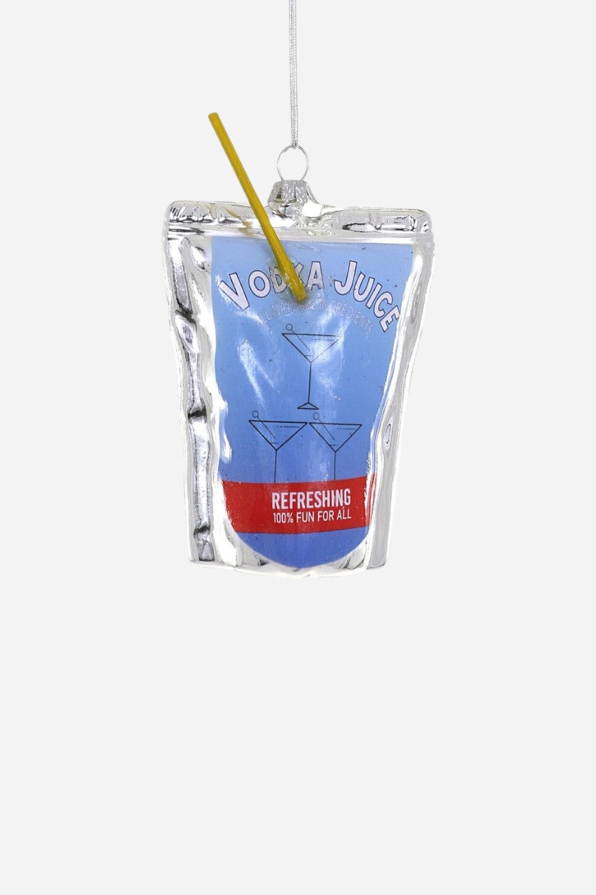 Vodka Juice Pouch Ornament – front view
