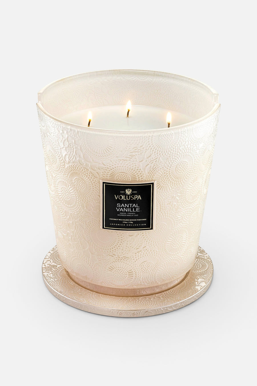 Voluspa 5 Wick Hearth Candle in Santal Vanille – back view