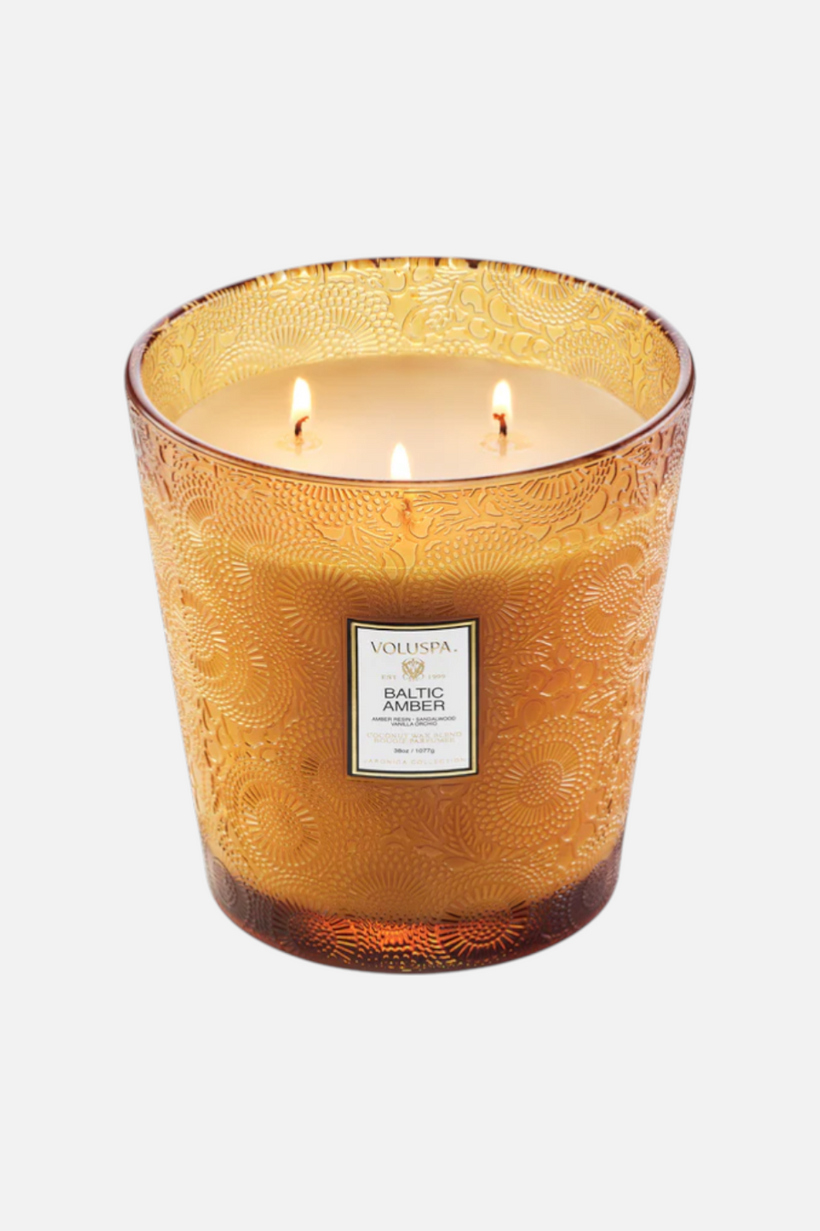 Voluspa Baltic Amber 3 Wick Hearth Candle – back view