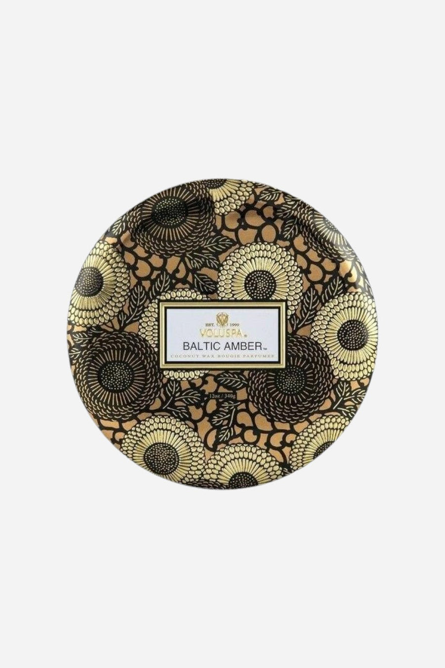 Voluspa Baltic Amber 3 Wick Tin Candle – back view