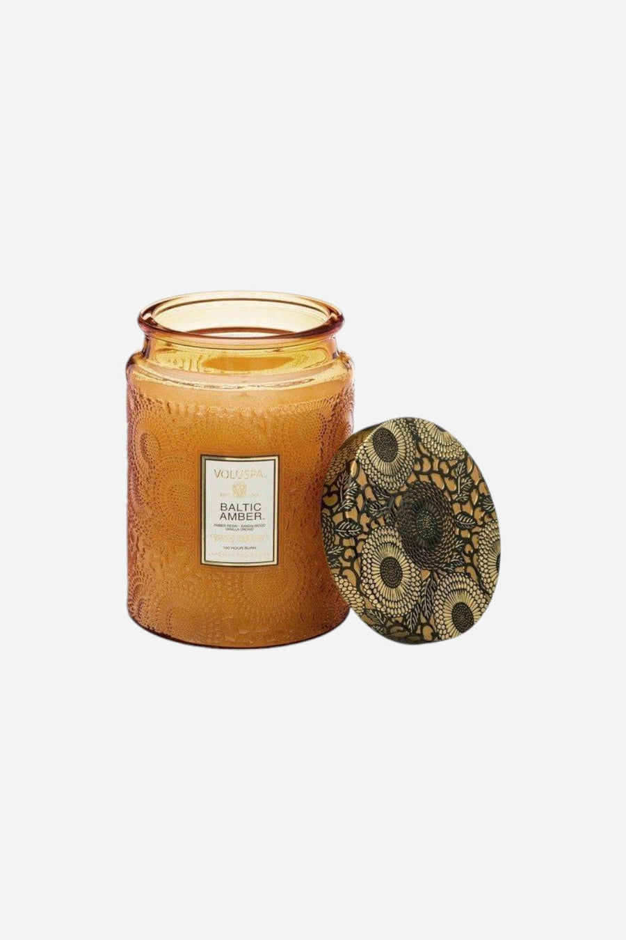 Voluspa Baltic Amber Large Glass Jar Candle – back view