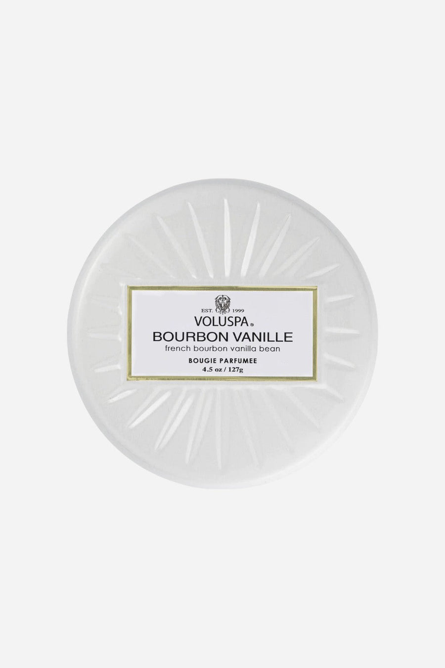 Voluspa Bourbon Vanilla Mini Tin – back view
