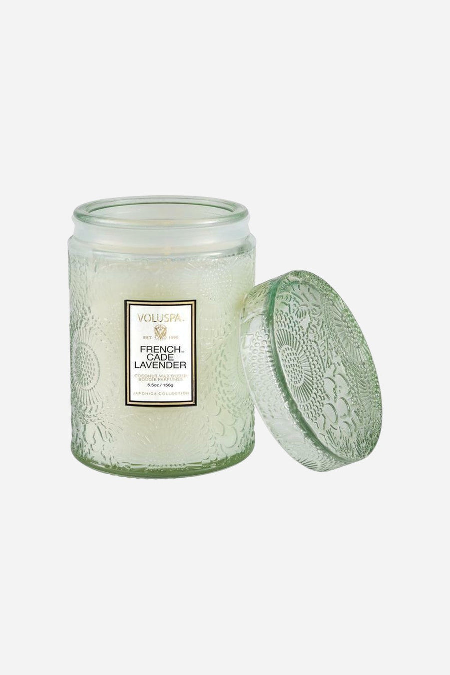Voluspa French Cade Lavender Small Glass Jar Candle – front view