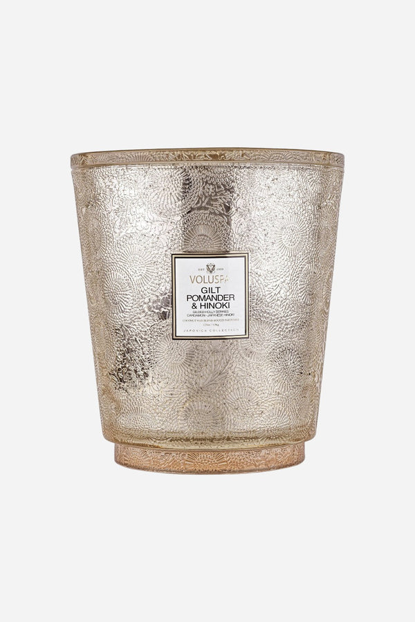 Voluspa Gilt Pomander & Hinoki 5 Wick Hearth Candle