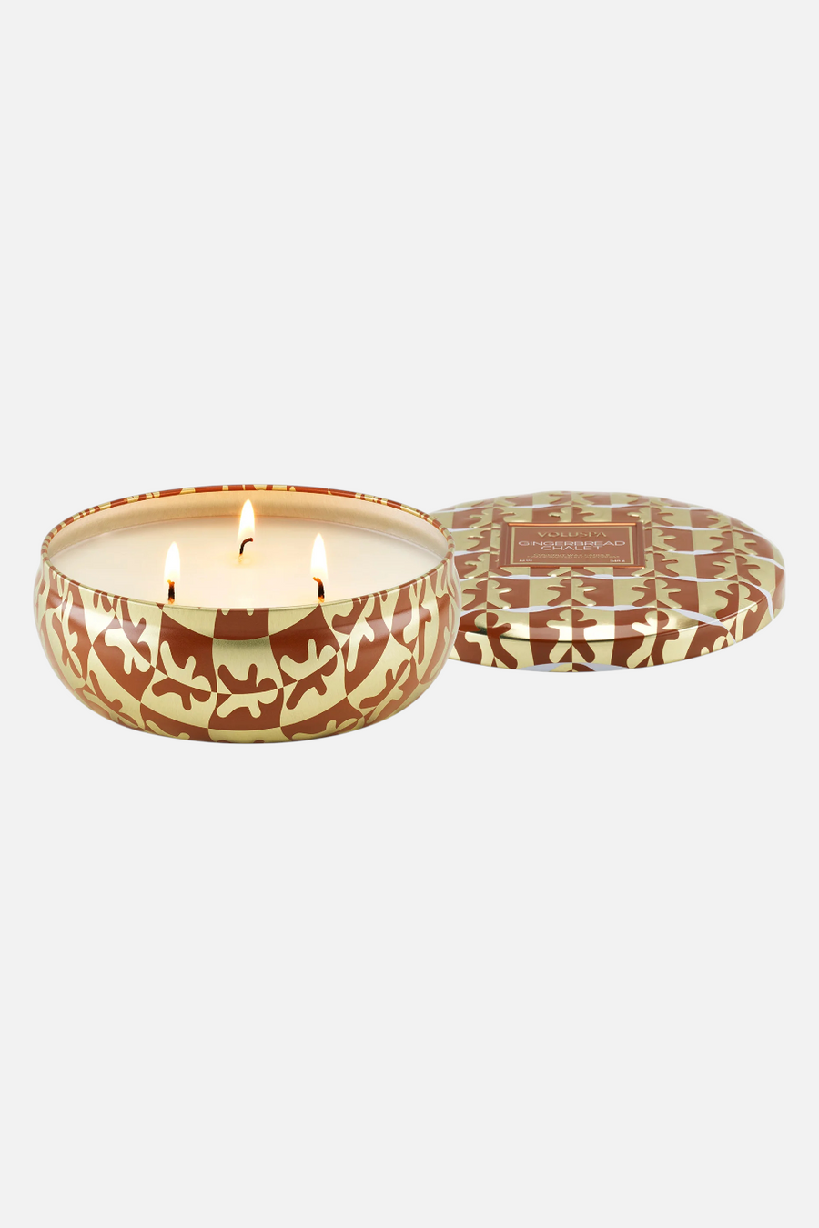 Voluspa Gingerbread Chalet 3 Wick Tin 12 oz Candle – back view