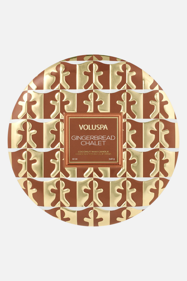 Voluspa Gingerbread Chalet 3 Wick Tin 12 oz Candle