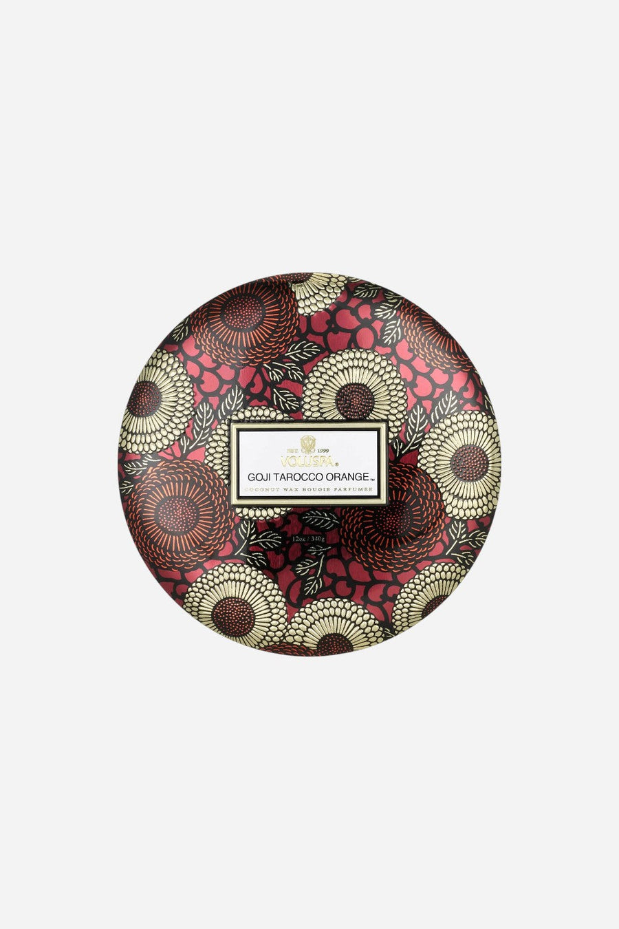 Voluspa Goji Tarocco Orange 3 Wick Tin Candle – front view