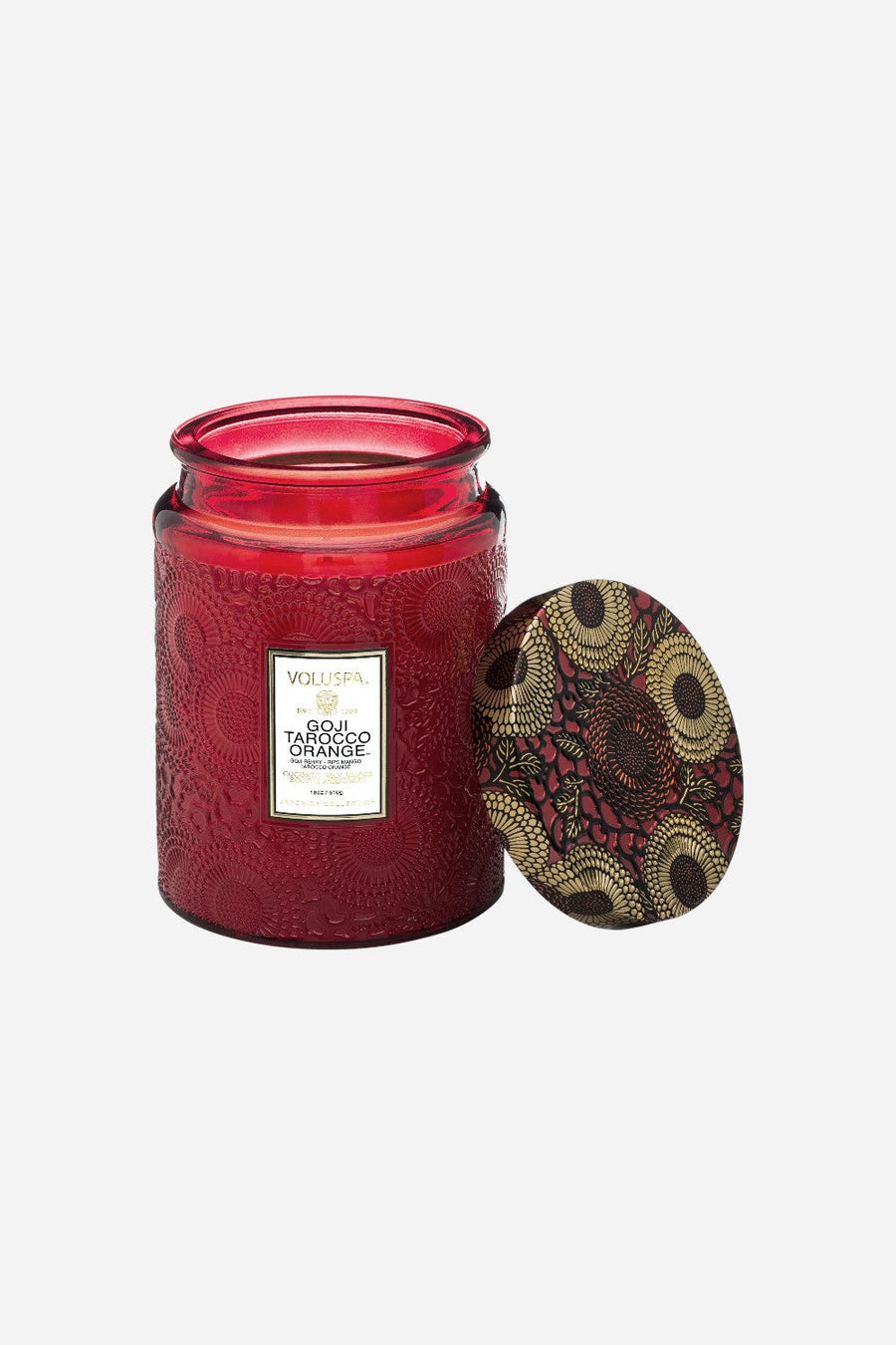 Voluspa Goji Tarocco Orange Large Glass Jar Candle – back view