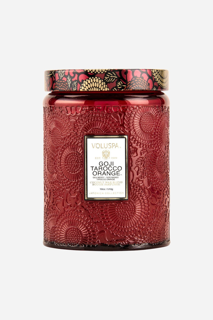 Voluspa Goji Tarocco Orange Large Glass Jar Candle – front view