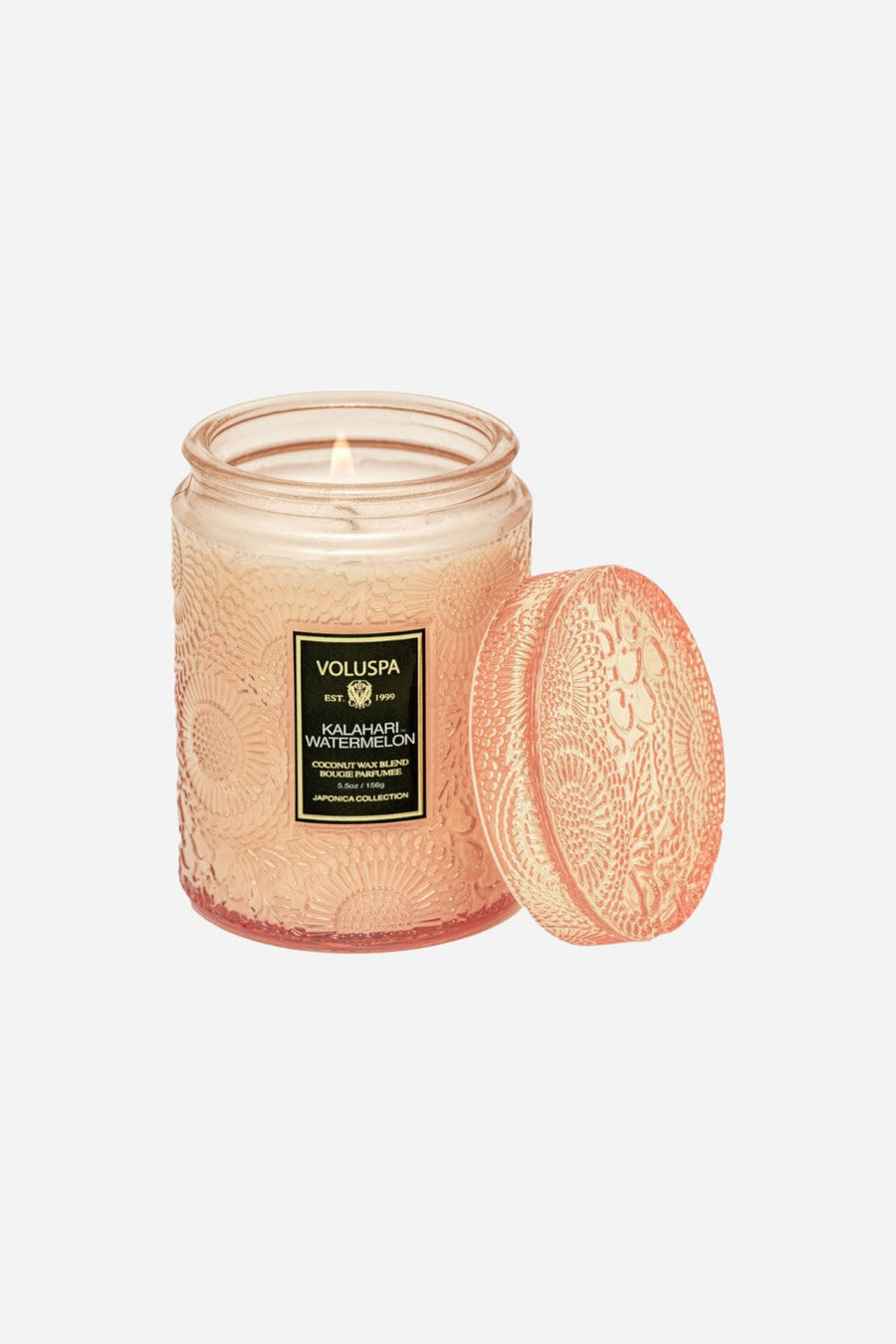 Voluspa Kalahari Watermelon Small Jar Candle with Lid, 5.5 oz. – back view