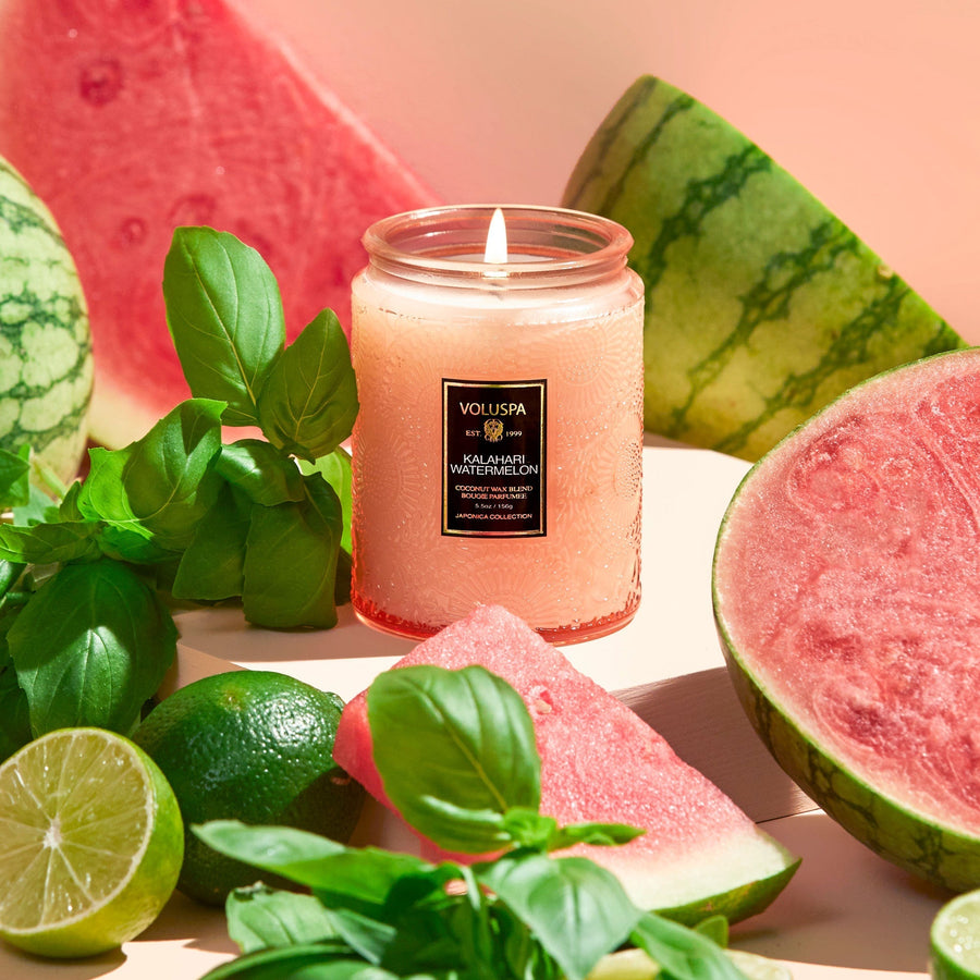 Voluspa Kalahari Watermelon Small Jar Candle with Lid, 5.5 oz. – detail