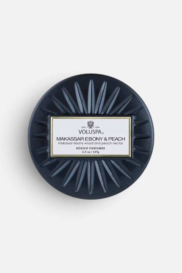 Voluspa Makassar Ebony & Peach Mini Tin Candle