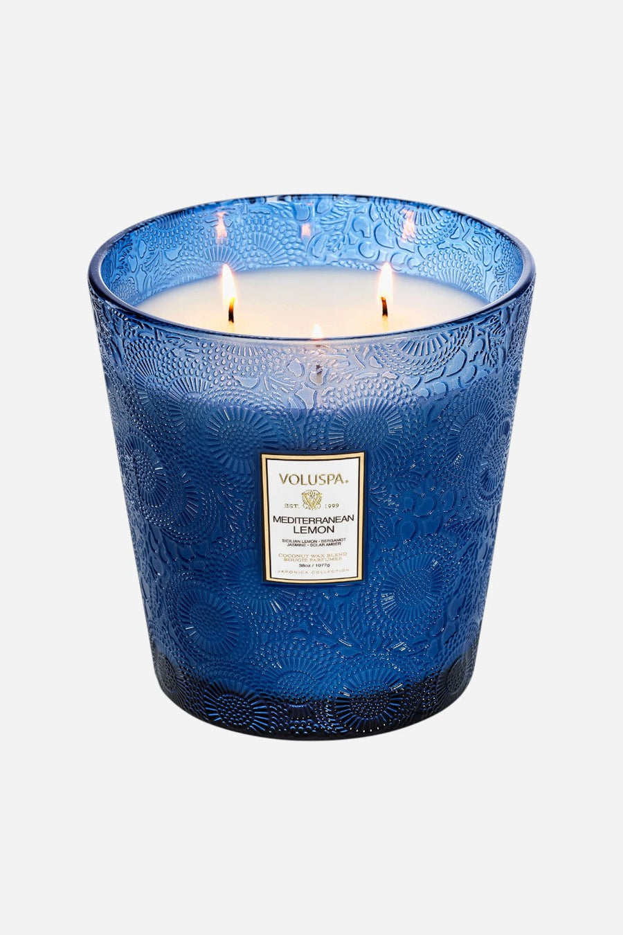 Voluspa Mediterranean Lemon 3 Wick Hearth Candle – back view