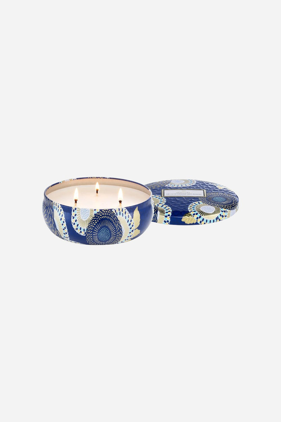 Voluspa Mediterranean Lemon 3 Wick Tin Candle – back view