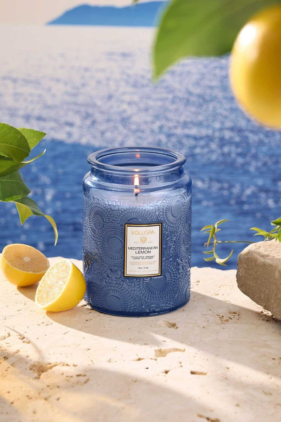 Voluspa Mediterranean Lemon Large Jar Candle – back view