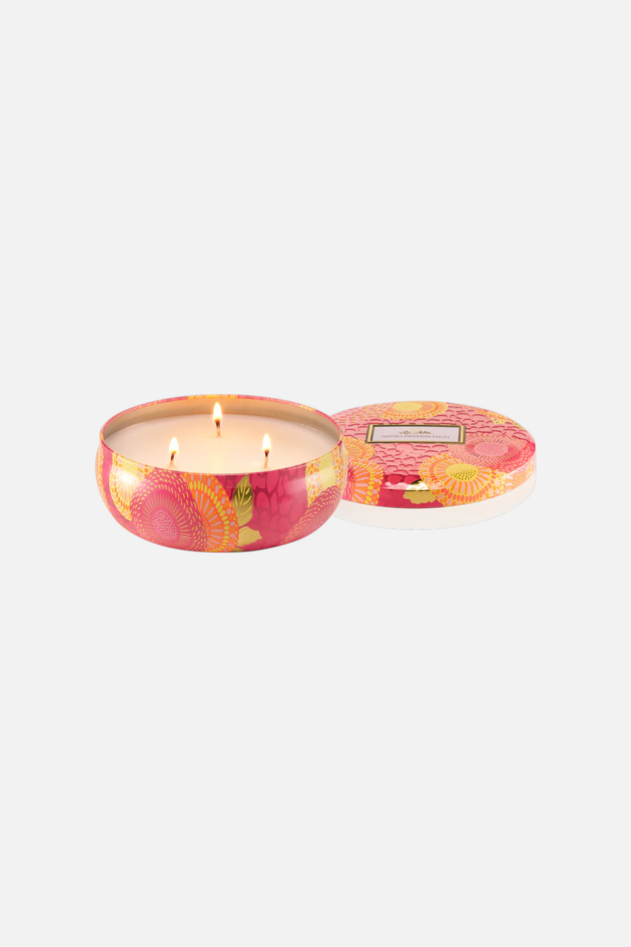 Voluspa Napali Passion Fruit 3 Wick Tin Candle – back view