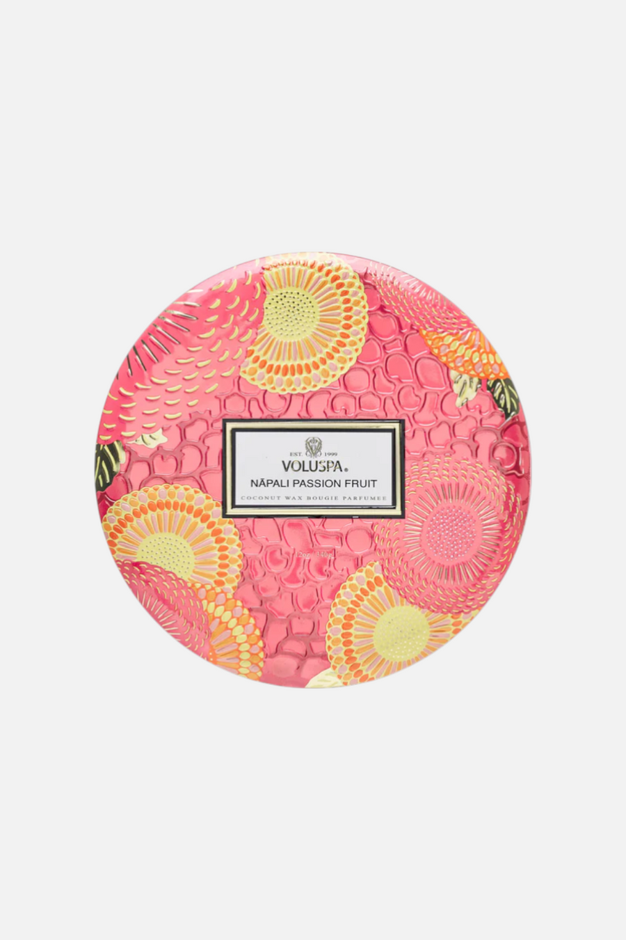 Voluspa Napali Passion Fruit 3 Wick Tin Candle – front view