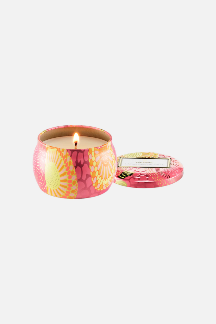 Voluspa Napali Passion Fruit Mini Tin Candle – back view