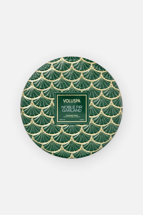 Voluspa Noble Fir Garland 3-Wick Tin Candle - 12 Oz