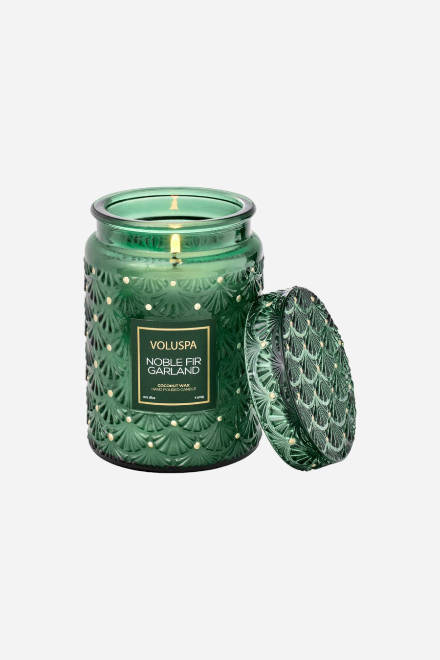 Voluspa Noble Fir Garland Large Jar Candle - 18 Oz – back view