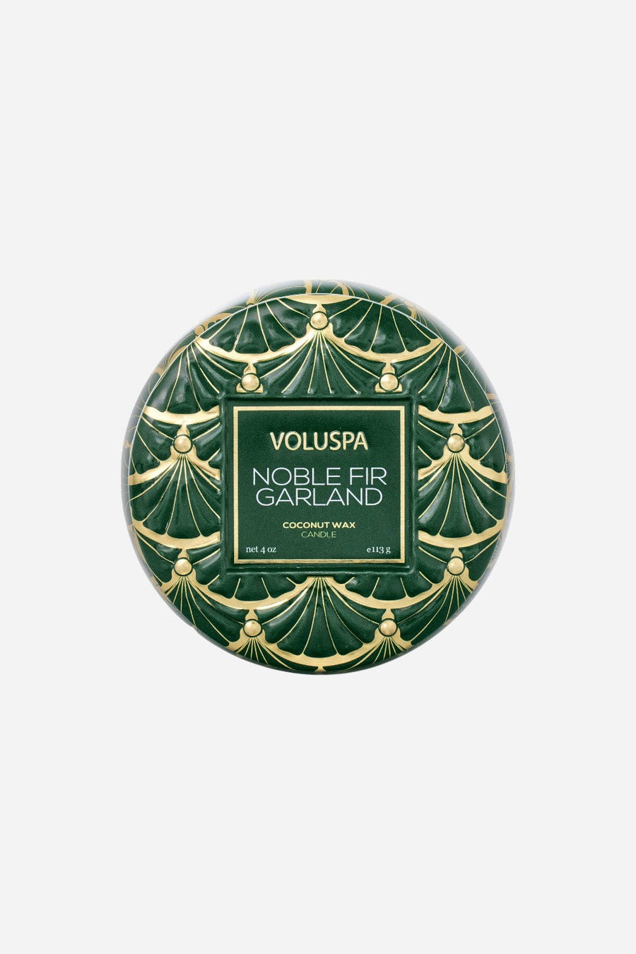 Voluspa Noble Fir Garland Mini Tin Candle - 4 Oz – front view