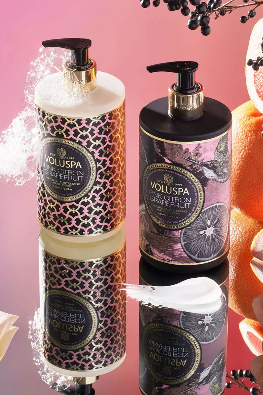 Voluspa Pink Citron Grapefruit Hand Lotion – side view