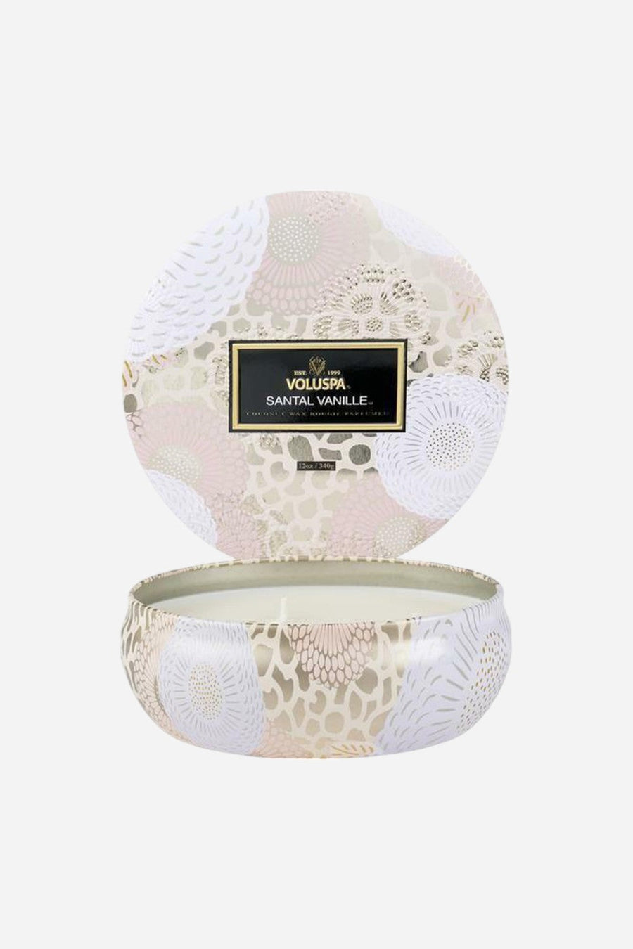 Voluspa Santal Vanille 3 Wick Tin Candle – front view