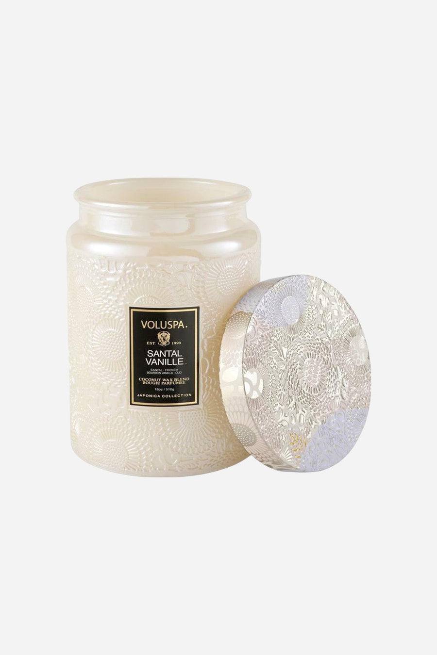 Voluspa Santal Vanille Large Glass Jar Candle – front view