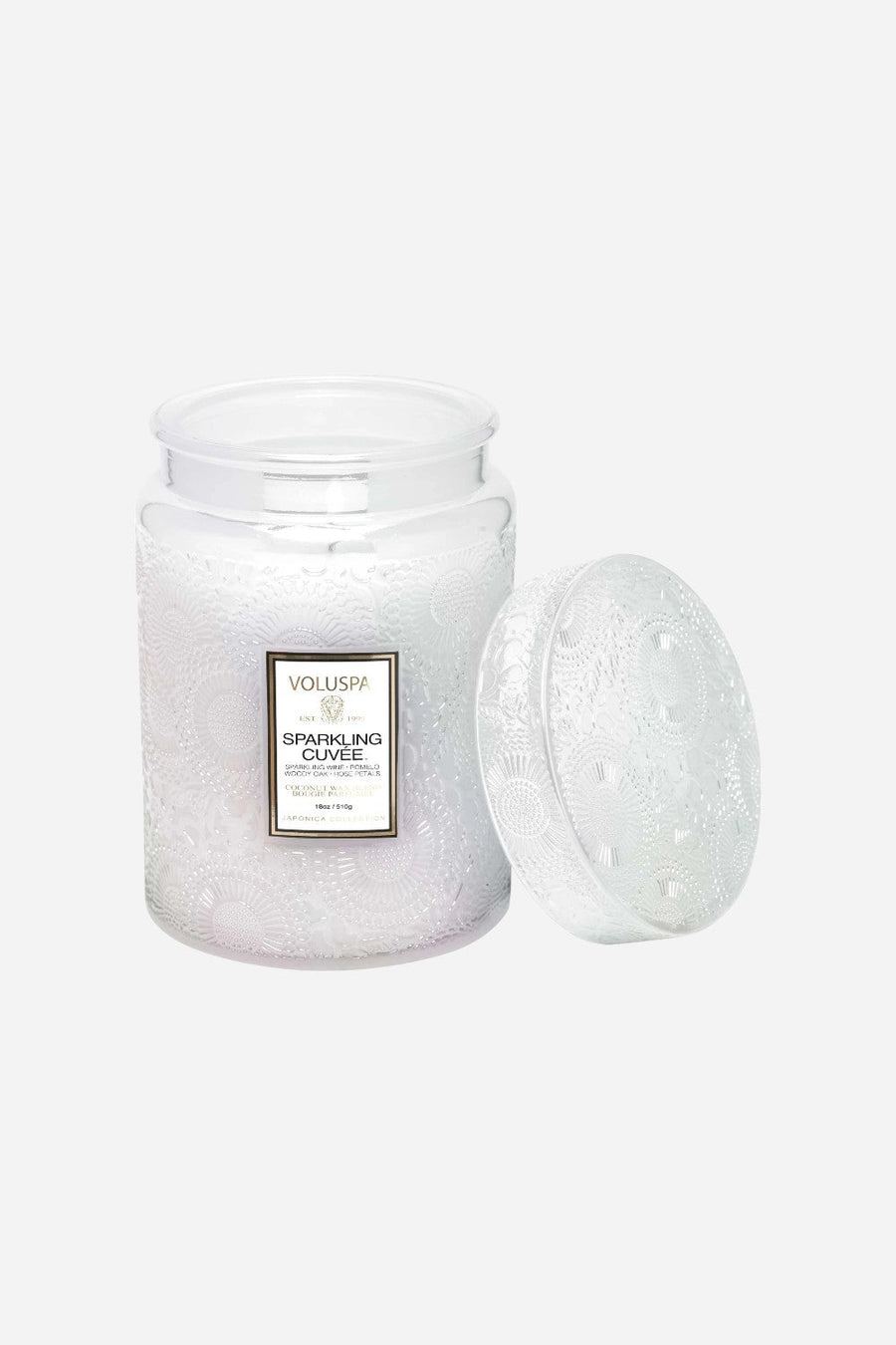 Voluspa Sparkling Cuvée Large Jar Candle – back view