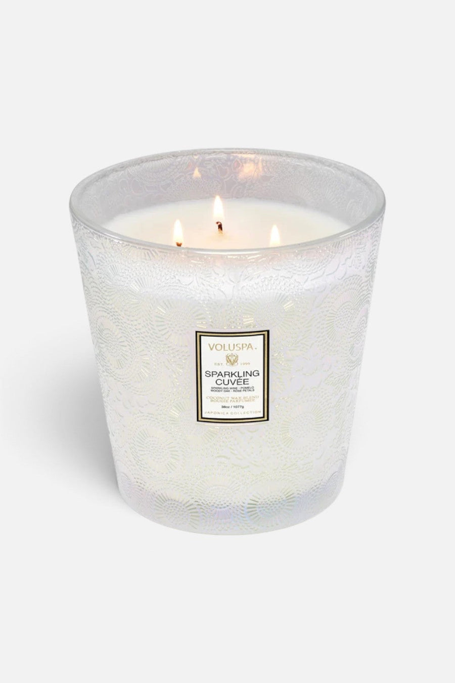 Voluspa Sparkling Cuvee 3 Wick Hearth Candle – side view
