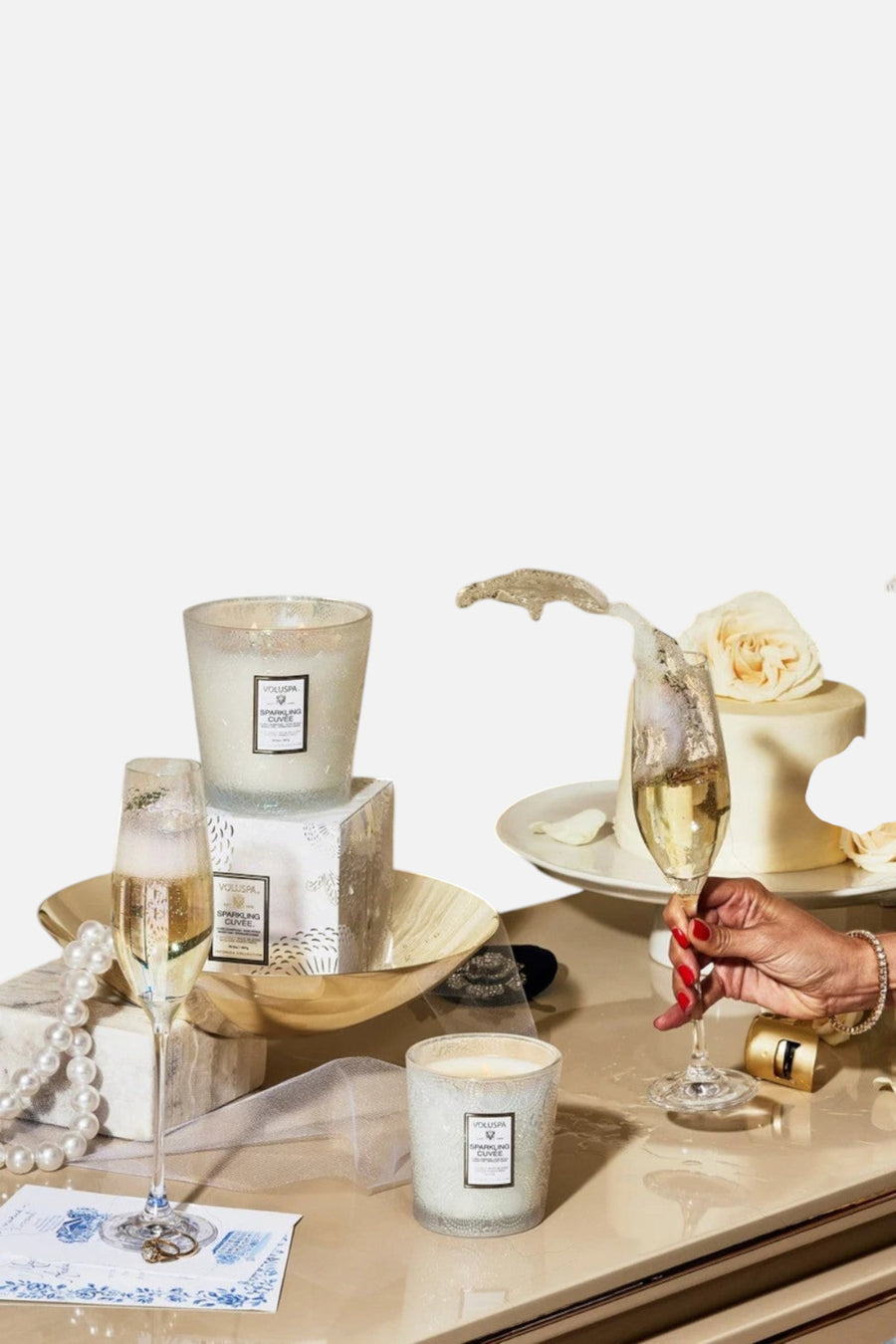 Voluspa Sparkling Cuvee Classic Boxed Candle – side view