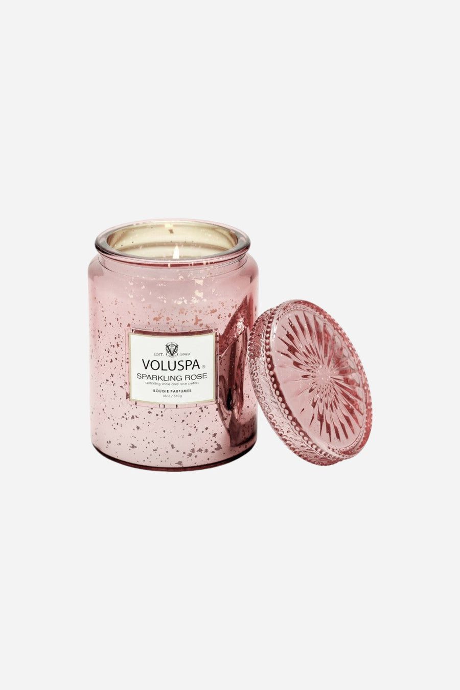 Voluspa Sparkling Rose Large Jar Candle Speckle, 18 oz – back view