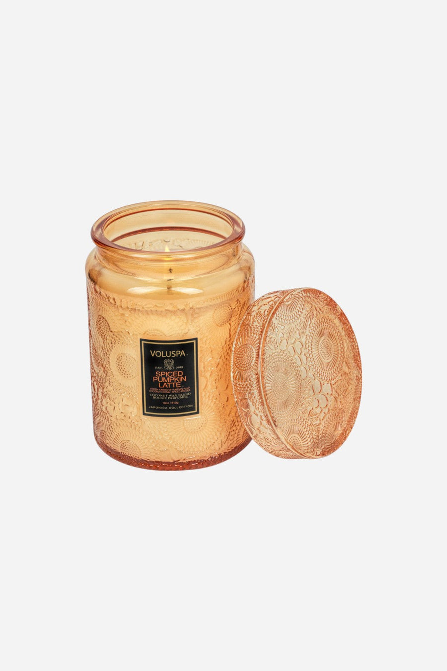 Voluspa Spiced Pumpkin Latte Large Candle, 18 oz – back view