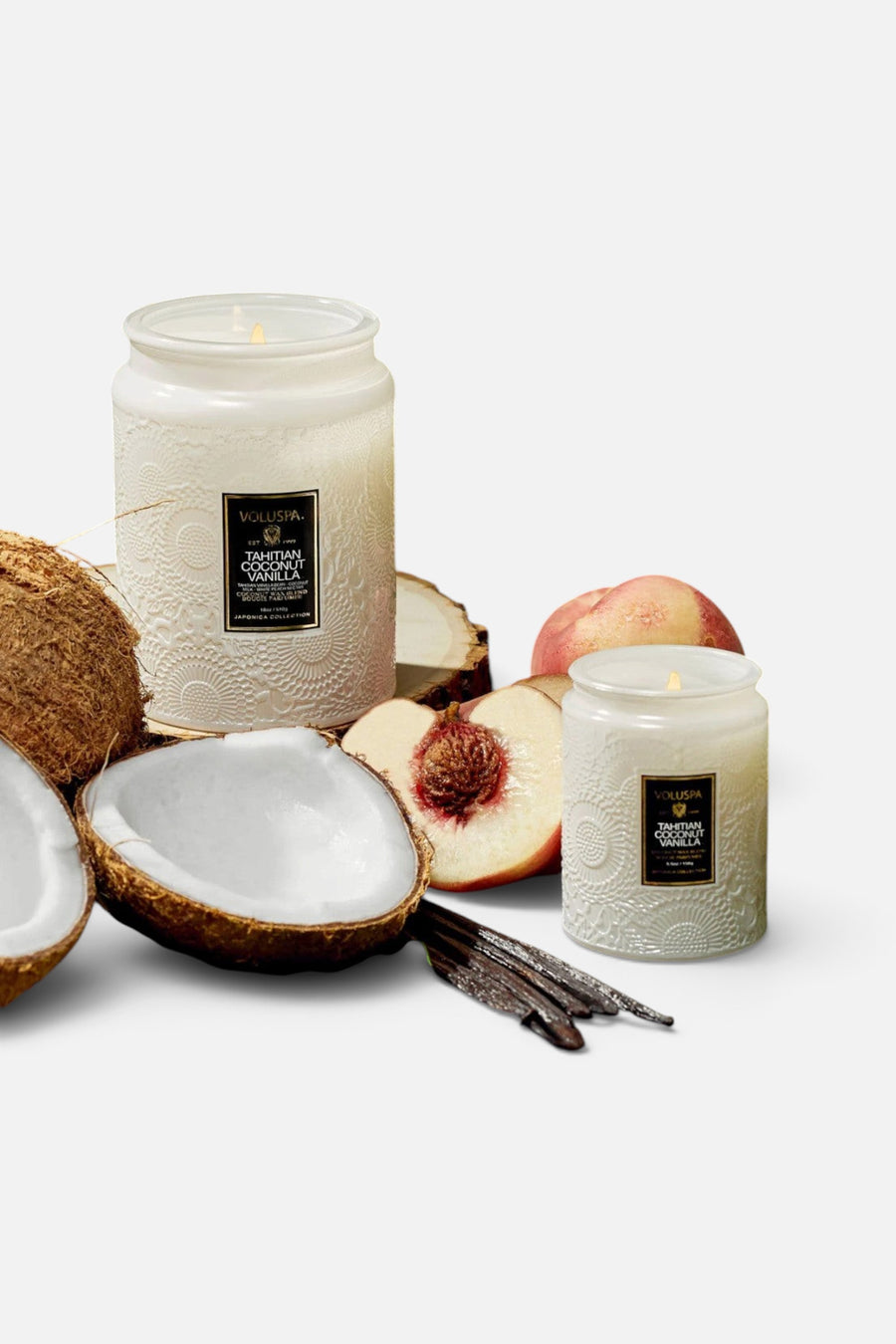 Voluspa Tahitian Coconut Vanilla Small Jar Candle – side view