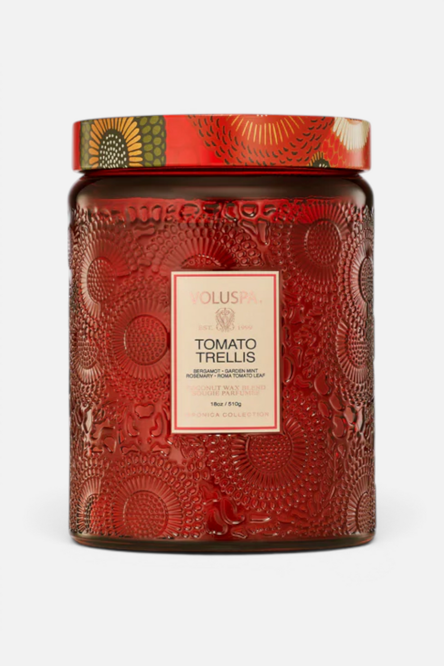 Voluspa Tomato Trellis Large Jar Candle – back view