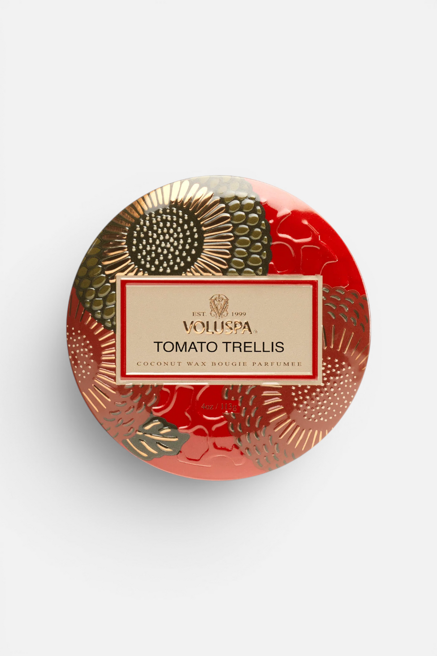 Voluspa Tomato Trellis Mini Tin Candle – detail