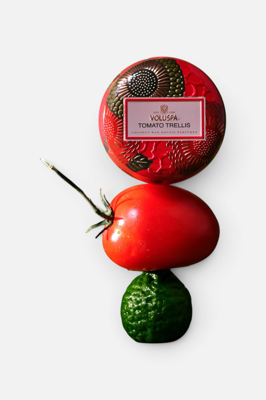 Voluspa Tomato Trellis Mini Tin Candle – side view