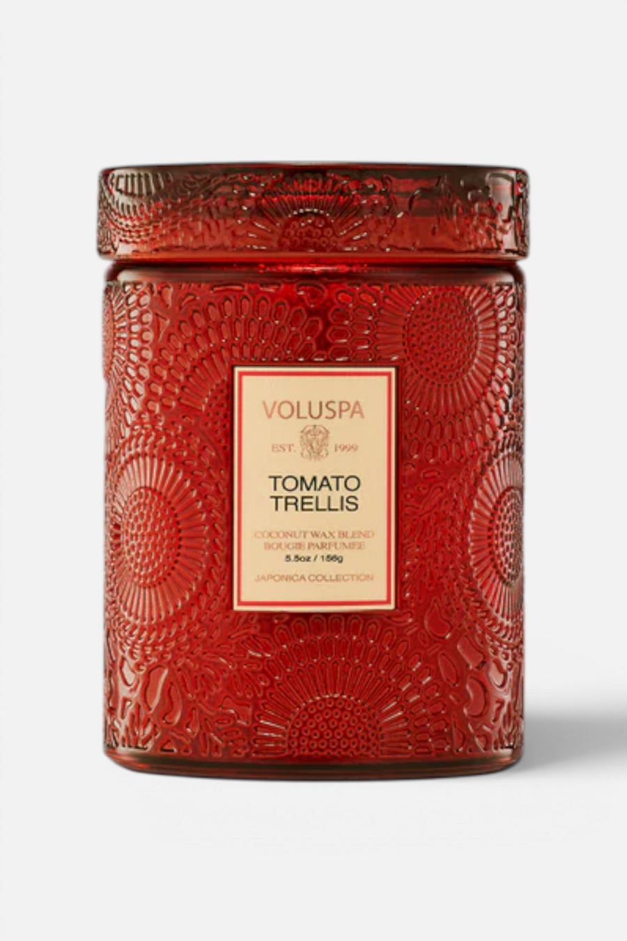 Voluspa Tomato Trellis Small Jar Candle – flat lay