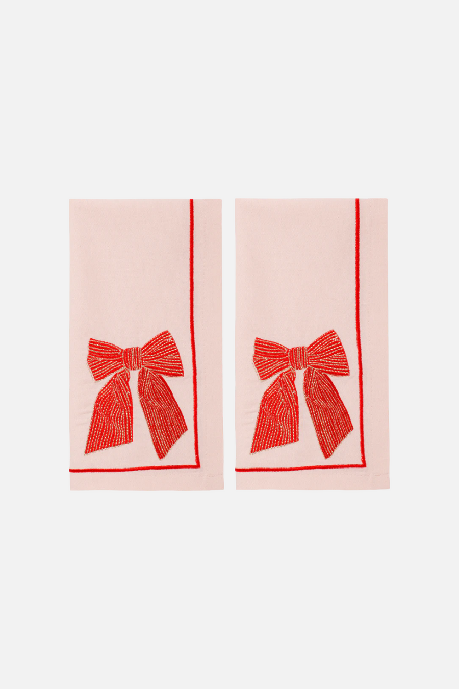 Vondels Bow Soft Pink Napkins – front view