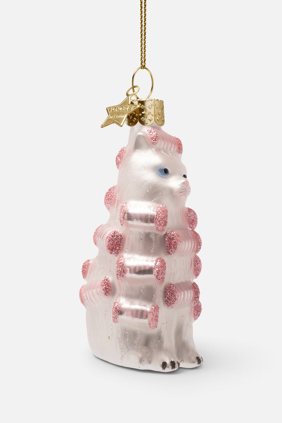 Vondels Glass Beauty Cat with Curlers Ornament – alternate