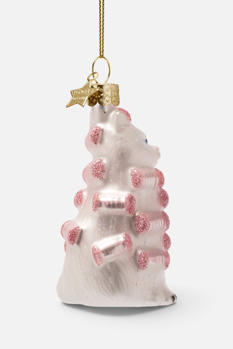 Vondels Glass Beauty Cat with Curlers Ornament – back view